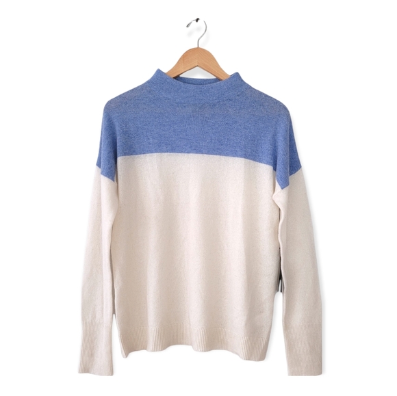 Tahari Sweaters - TAHARI 100% CASHMERE 2 ply Pure Luxe Color Block Long Sleeve Mock Neck Sweater